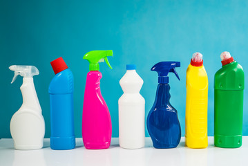 Colorful cleaning products