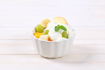 fruit salad with white yogurt