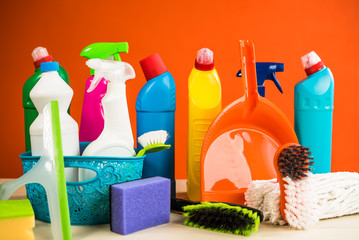 Colorful cleaning products
