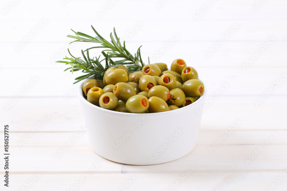 Sticker stuffed green olives