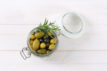green and black olives with capers and caper berries