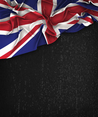 United Kingdom Flag Vintage on a Grunge Black Chalkboard With Space For Text © natanaelginting