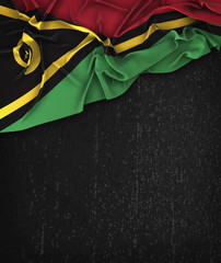 Vanuatu Flag Vintage on a Grunge Black Chalkboard With Space For Text