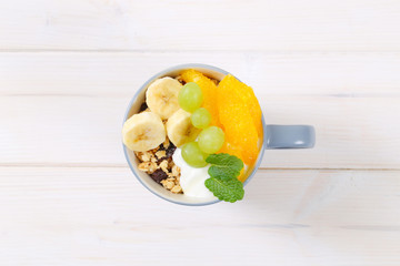 muesli with yogurt and fresh fruit