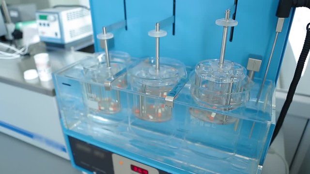 Capsule Being Tested in a Dissolution Apparatus