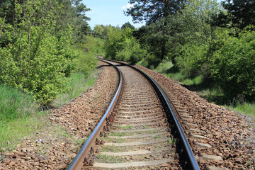 View of the railway track on a sunny day.