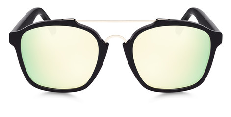 sunglasses golden mirror lenses isolated on white background