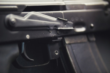 Kalashnikov assault rifles - close up view