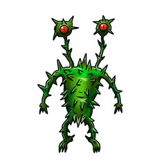 Whacky, Crazy space alien or monster cartoon. Isolated on white. Computer graphic comic original illustration.