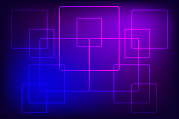 Abstract wallpapers with neon squares on a blue-violet background