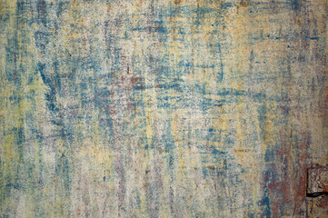  Multicolored peeling wall texture and background. Surface with brush strokes, stains. The colors like used by the Impressionists.