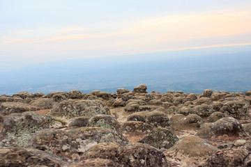 Fototapeta na wymiar Sun Crack rocks at Phu Hin Rongkla national park, Phitsanulok, Thailand