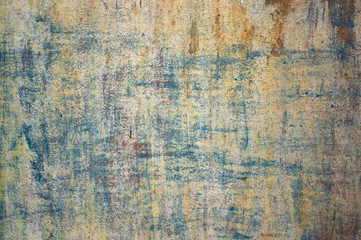  Multicolored peeling wall texture and background. Surface with brush strokes, stains. The colors like used by the Impressionists.