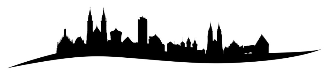 Fototapeta premium Skyline von Nürnberg mit seiner Burg, Handwerkerhof und Rathaus.