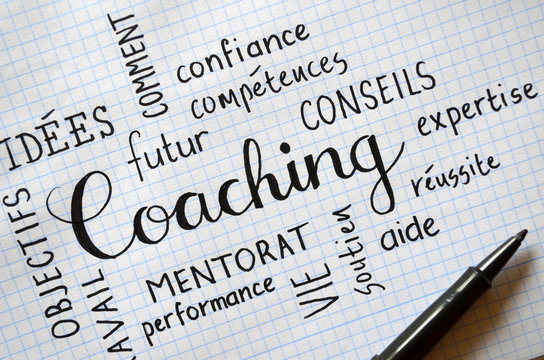 Nuage de tags COACHING écrit à la main