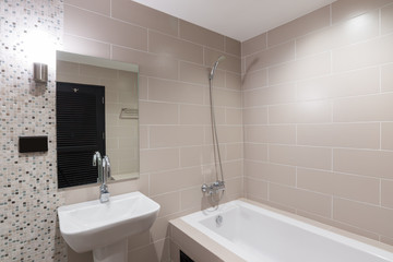 Modern bathroom with a shower and bathtub