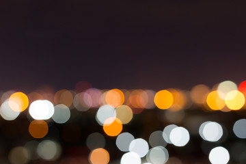 city night with dark sky, abstract blur bokeh light background