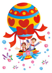 ジューンブライドと気球と花