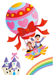 ジューンブライドと気球と虹