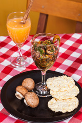 Vegetarian food mushroom ceviche