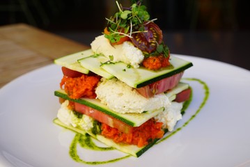 Raw vegan lasagna with macadamia nut ricotta and fresh zucchini