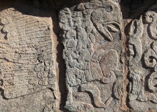 Reliefs on the walls in Chichen Itza  