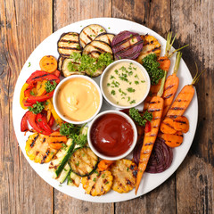 grilled vegetable and dips