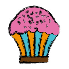 muffin icon over white background. bakery products concept. vector illustration