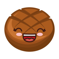 kawaii bread icon over white background. bakery products concept. vector illustration