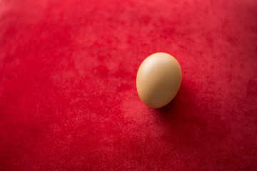 Egg on red carpet background