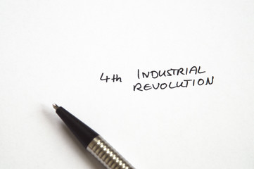 Fourth (4th) Industrial Revolution in handwriting on white background with pen