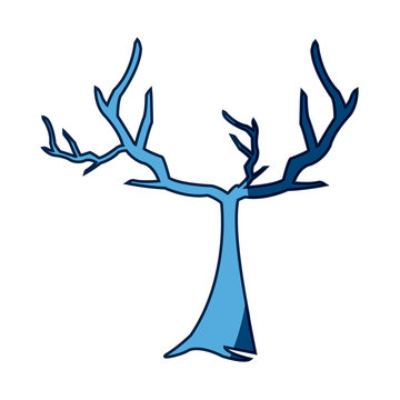 blue tree withered branching free spirit rustic vector illustration