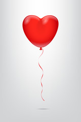 Heart shape red balloon isolated on grey background. Vector.