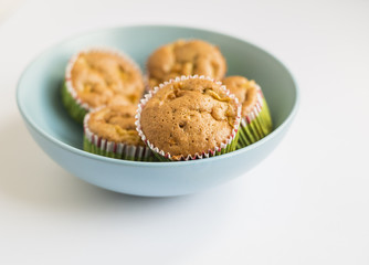 wholegrain muffins with apples . selective focus