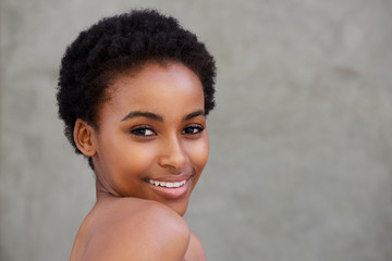 beauty portrait of young african woman smiling