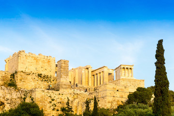 Fototapeta premium ATHENS, GREECE - May 3, 2017: view of Historic Old Acropolis of Athens