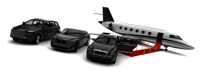 Rich People Rides / 3D render image representing a rich people transportation vehicles 