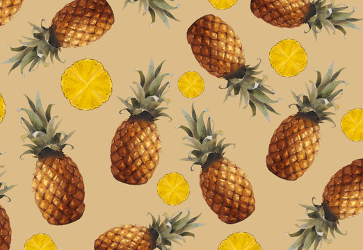 Hello Summer. Fresh pineapple background.