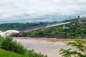 Fototapeta na wymiar Spillway of Itaipu Dam - Brazil and Paraguay Border