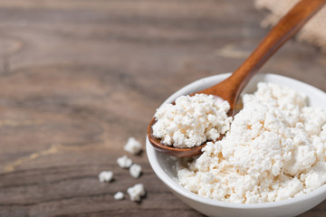 homemade cheese in the bowl