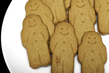 Gingerbread men biscuits. Sweet afternoon snack comfort food.