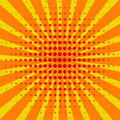 Yellow colored back pop art style background. backdrop line space. sun beam template. Vector illustration