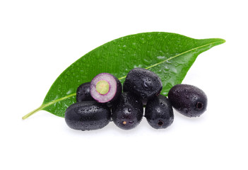 Jambolan plum, Java plum on white background