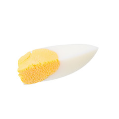 Boiled egg split on a white background