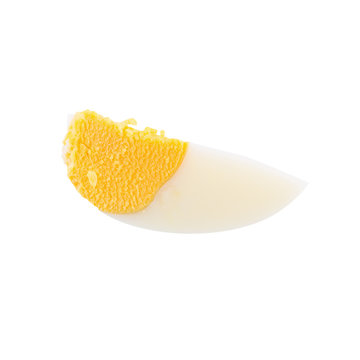 Boiled egg split on a white background