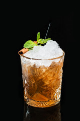 Original Cocktail with mint and cinnamon, whiskey with ice