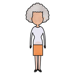 drawing woman character female standing design vector illustraton