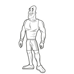 Fototapeta na wymiar man strong muscle bodybuilding sport image line vector illustration