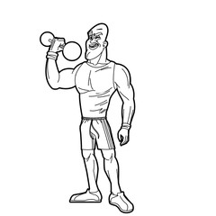 man weight lifting bodybuilding sport image line vector illustration