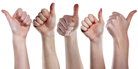 Hände mit Daumen hoch